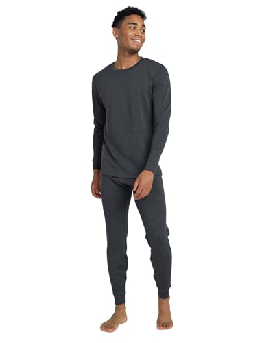 LAPASA Herren 100% Merinowolle Thermounterwäsche Set, Premium Merino Wolle Unterhemd & Unterhosen, Thermo Funktionsunterwäsche M126, Dunkelgrau (Extra warm M126), XXL von LAPASA