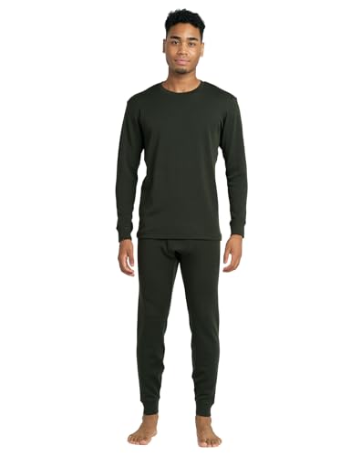 LAPASA Herren 100% Merinowolle Thermounterwäsche Set, Premium Merino Wolle Unterhemd & Unterhosen, Thermo Funktionsunterwäsche M126, Grün (Extra warm M126), M von LAPASA