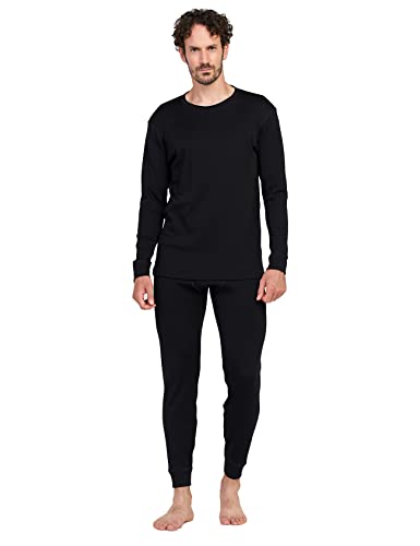 LAPASA Herren 100% Merinowolle Thermounterwäsche Set, Premium Merino Wolle Unterhemd & Unterhosen, Thermo Funktionsunterwäsche M126, Schwarz (Extra warm M126), S von LAPASA