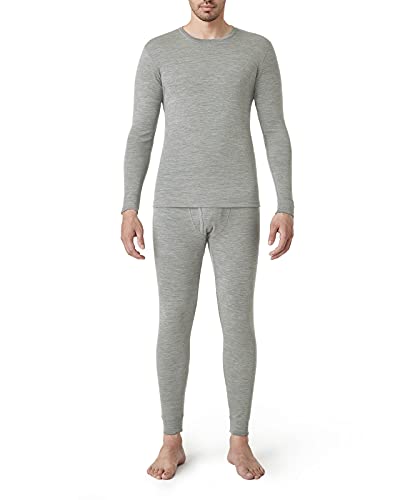 LAPASA Herren 100% Merinowolle Thermounterwäsche Set, Premium Merino Wolle Unterhemd & Unterhosen, warme Thermo Funktionsunterwäsche (M31, Warm, X-Large, Grau meliert) von LAPASA