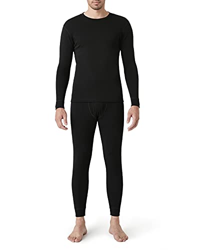 LAPASA Herren 100% Merinowolle Thermounterwäsche Set, Premium Merino Wolle Unterhemd & Unterhosen, warme Thermo Funktionsunterwäsche (M31, Warm, XXL, schwarz) von LAPASA