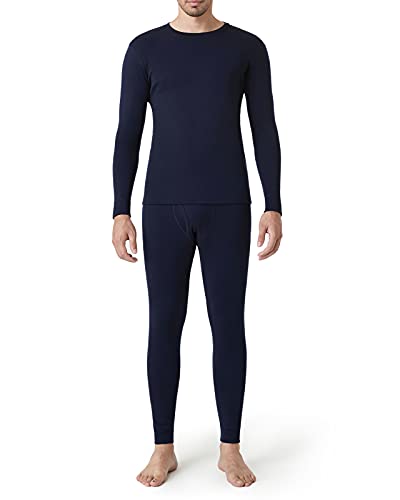 LAPASA Herren 100% Merinowolle Thermounterwäsche Set, Premium Merino Wolle Unterhemd & Unterhosen, warme Thermo Funktionsunterwäsche (M31, Warm, X-Large, blau) von LAPASA