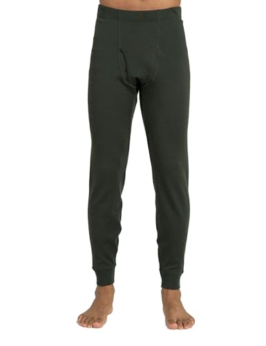 LAPASA Herren 100% Merinowolle Unterhosen, warme Thermounterhosen mittlere Dicke Thermounterwäsche M68, XL, Grün (Extra warm) von LAPASA