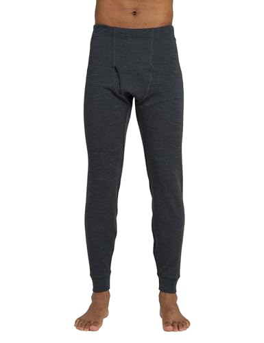 LAPASA Herren 100% Merinowolle Unterhosen, warme Thermounterhosen mittlere Dicke Thermounterwäsche M68 (2XL, Dunkelgrau Meliert) von LAPASA