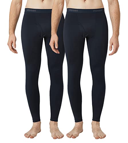 LAPASA Herren Innenfleece Thermo Unterhose, warme Funktionsunterwäsche Thermohosen M10, Navy Blau (2 Pack), L von LAPASA