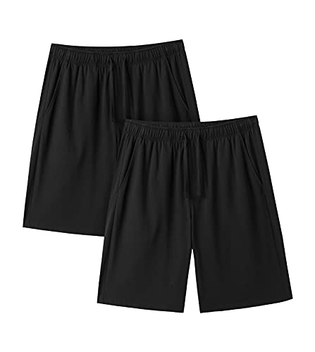 LAPASA Herren American Style Pyjama Shorts Schlafanzug Kurze Hose Bermudas M93, Schwarz, S,2er Pack von LAPASA