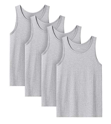 LAPASA Herren 4er Pack Unterhemd 100% Baumwolle Classic Tanktop Atmungsaktiv Rundhals Fitness Achselshirt Muskelshirt M36 von LAPASA