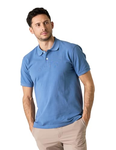 LAPASA Herren Baumwoll Poloshirt Business Casual Kurzarm Polohemd Shirt M19, Graublau, M von LAPASA