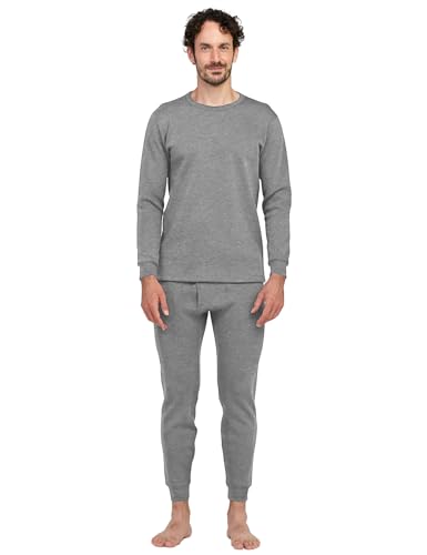 LAPASA Herren Extra warmes Dickes Thermounterwäsche Set, Samtfutter Funktionsunterwäsche, Thermooberteil & Thermounterhosen (Thermoflux Fusion M63), M, Grau Meliert von LAPASA