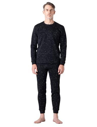 LAPASA Herren Extra warmes Dickes Thermounterwäsche Set, Samtfutter Funktionsunterwäsche, Thermooberteil & Thermounterhosen (Thermoflux Fusion M63), Schwarz meliert, S von LAPASA