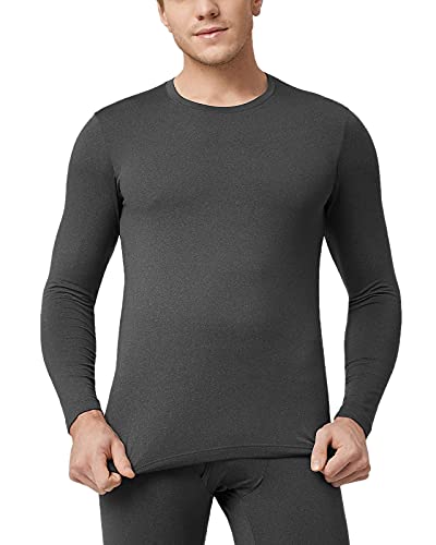 LAPASA Herren Innenfleece Thermo Unterhemd, Thermounterwäsche Oberteil Funktionsunterwäsche Warm M09, Dunkelgrau (1 Pack Oberteil), S von LAPASA