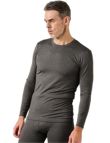 LAPASA Herren Innenfleece Thermo Unterhemd, Thermounterwäsche Oberteil Funktionsunterwäsche Warm M09, Dunkelgrau (1 Pack Oberteil), S von LAPASA