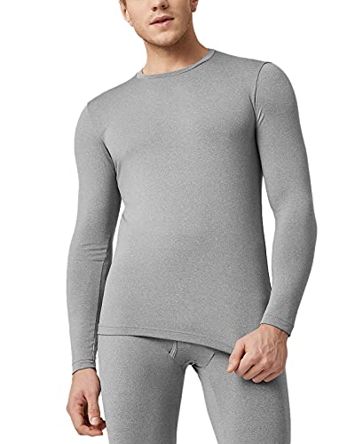 LAPASA Herren Innenfleece Thermo Unterhemd, Thermounterwäsche Oberteil Funktionsunterwäsche Warm M09, Hellgrau (1 Pack Oberteil), L von LAPASA