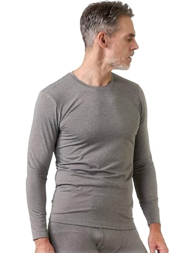 LAPASA Herren Innenfleece Thermo Unterhemd, Thermounterwäsche Oberteil Funktionsunterwäsche Warm M09, Hellgrau (1 Pack Oberteil), L von LAPASA