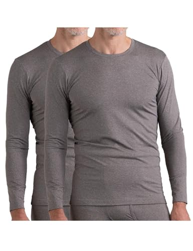 LAPASA Herren Innenfleece Thermo Unterhemd, Thermounterwäsche Oberteil Funktionsunterwäsche Warm M09, Hellgrau (2 Pack Oberteile), L von LAPASA