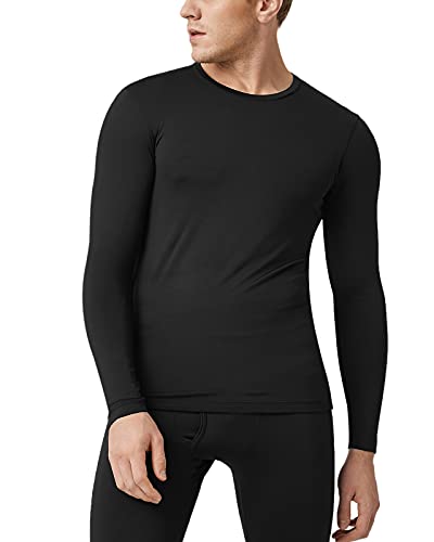 LAPASA Herren Innenfleece Thermo Unterhemd, Thermounterwäsche Oberteil Funktionsunterwäsche Warm M09, Schwarz (1 Pack Oberteil), M von LAPASA