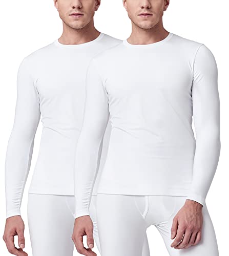 LAPASA Herren Innenfleece Thermo Unterhemd, Thermounterwäsche Oberteil Funktionsunterwäsche Warm M09, Weiß (2 Pack Oberteile), XL von LAPASA