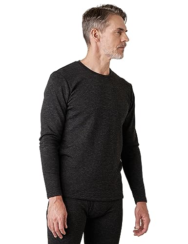 LAPASA Herren Innenfleece Thermo Unterhemd, Thermounterwäsche Oberteil Funktionsunterwäsche M26, Schwarz Meliert (1 Pack Oberteil), L von LAPASA