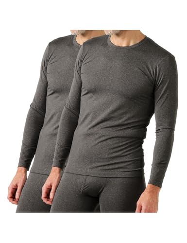 LAPASA Herren Innenfleece Thermo Unterhemd, Thermounterwäsche Oberteil Funktionsunterwäsche M55, Dunkelgrau (Wärmer, 2 Pack Oberteile), M von LAPASA
