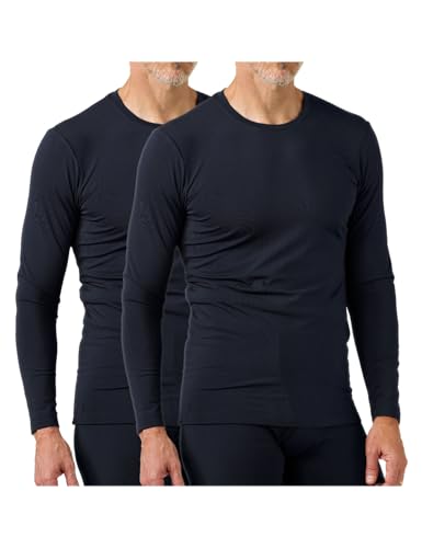 LAPASA Herren Innenfleece Thermo Unterhemd, Thermounterwäsche Oberteil Funktionsunterwäsche M55, Navy Blau (Wärmer, 2 Pack Oberteile), S von LAPASA
