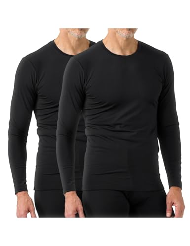 LAPASA Herren Innenfleece Thermo Unterhemd, Thermounterwäsche Oberteil Funktionsunterwäsche M55, Schwarz (Wärmer, 2 Pack Oberteile), S von LAPASA