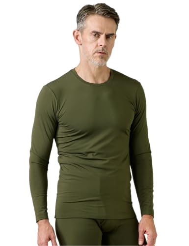 LAPASA Herren Innenfleece Thermo Unterhemd, Thermounterwäsche Oberteil Funktionsunterwäsche Warm M09, Dunkelgrün (1 Pack Oberteil), S von LAPASA