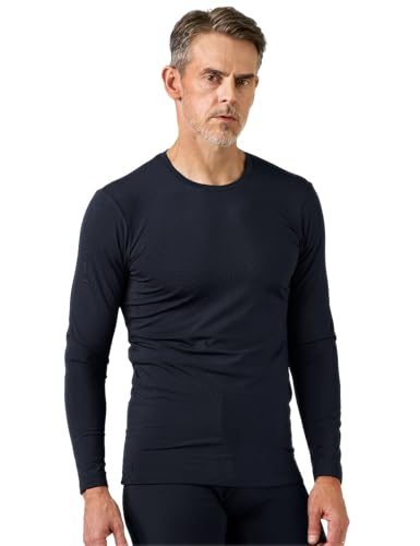 LAPASA Herren Innenfleece Thermo Unterhemd, Thermounterwäsche Oberteil Funktionsunterwäsche Warm M09, Navy Blau (1 Pack Oberteil), XXL von LAPASA