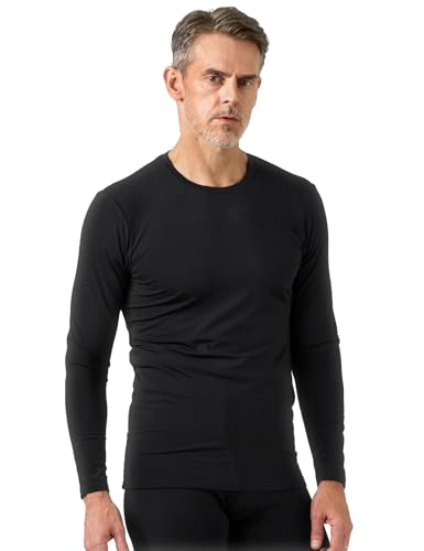 LAPASA Herren Innenfleece Thermo Unterhemd, Thermounterwäsche Oberteil Funktionsunterwäsche Warm M09, Schwarz (1 Pack Oberteil), XXL von LAPASA