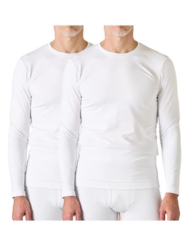 LAPASA Herren Innenfleece Thermo Unterhemd, Thermounterwäsche Oberteil Funktionsunterwäsche Warm M09, Weiß (2 Pack Oberteile), M von LAPASA