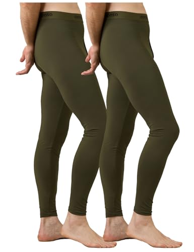LAPASA Herren Innenfleece Thermo Unterhose, Thermohosen 2er Pack Funktionsunterwäsche Wärmer Thermoflux M56, S, Grün (Wärmer) von LAPASA