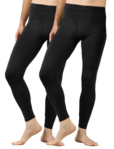 LAPASA Herren Innenfleece Thermo Unterhose, Thermohosen 2er Pack Funktionsunterwäsche Wärmer Thermoflux M56, XL, Schwarz (Wärmer) von LAPASA