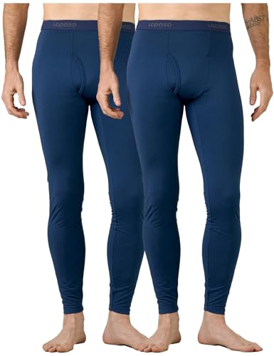LAPASA Herren Innenfleece Thermo Unterhose, warme Funktionsunterwäsche Thermohosen M10, Blau meliert (2 Pack), XL von LAPASA