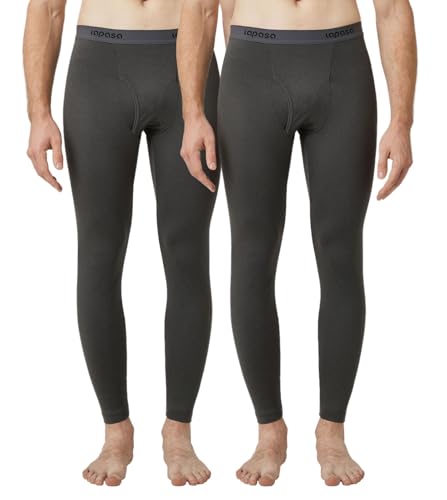 LAPASA Herren Innenfleece Thermo Unterhose, warme Funktionsunterwäsche Thermohosen M10, Dunkelgrau (2 Pack), M von LAPASA