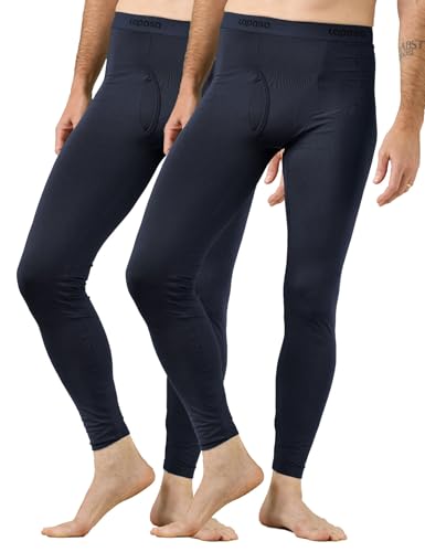 LAPASA Herren Innenfleece Thermo Unterhose, warme Funktionsunterwäsche Thermohosen M10, Navy Blau (2 Pack), S von LAPASA
