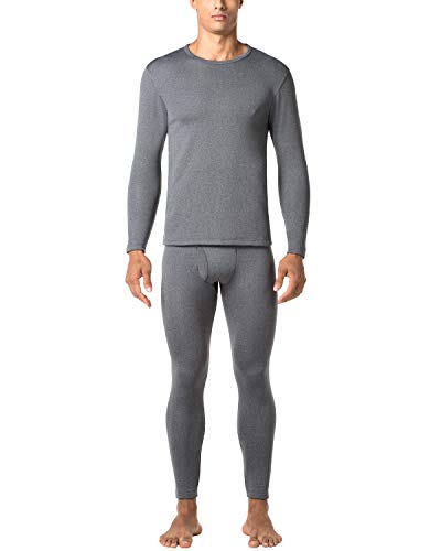 LAPASA Herren Innenfleece Thermounterwäsche Set, Thermounterhemd & Thermohosen Funktionsunterwäsche M24, Dunkelgrau (Extra warm), M von LAPASA