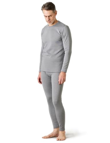 LAPASA Herren Innenfleece Thermounterwäsche Set, Thermounterhemd & Thermohosen Funktionsunterwäsche M24, Hellgrau (Extra warm), S von LAPASA