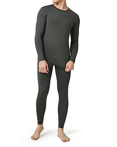 LAPASA Herren Innenfleece Thermounterwäsche Set, Thermounterhemd & Thermohosen Funktionsunterwäsche M57, Dunkelgrau (Wärmer), S von LAPASA