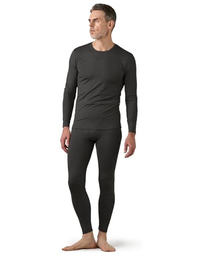 LAPASA Herren Innenfleece Thermounterwäscheset, Thermounterhemd & Thermohosen Funktionsunterwäsche Sets M11, Dunkelgrau meliert (Warm), L von LAPASA