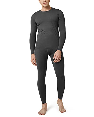 LAPASA Herren Innenfleece Thermounterwäscheset, Thermounterhemd & Thermohosen Funktionsunterwäsche Sets M11, Dunkelgrau meliert (Warm), XXL von LAPASA