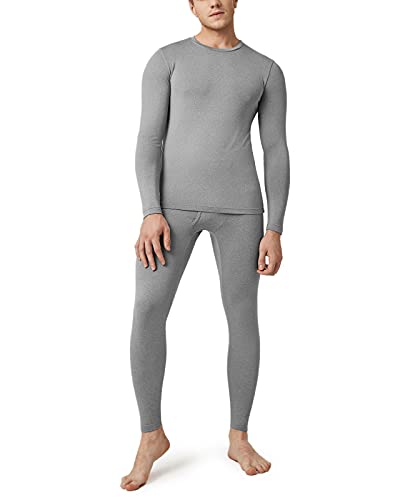 LAPASA Herren Innenfleece Thermounterwäscheset, Thermounterhemd & Thermohosen Funktionsunterwäsche Sets M11, Hellgrau meliert (Warm), XL von LAPASA