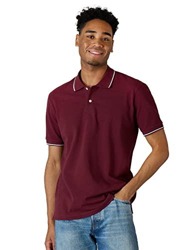 LAPASA Herren Pique Baumwoll Poloshirt Business Casual T-Shirt 1 Pack M19, Burgund, M von LAPASA