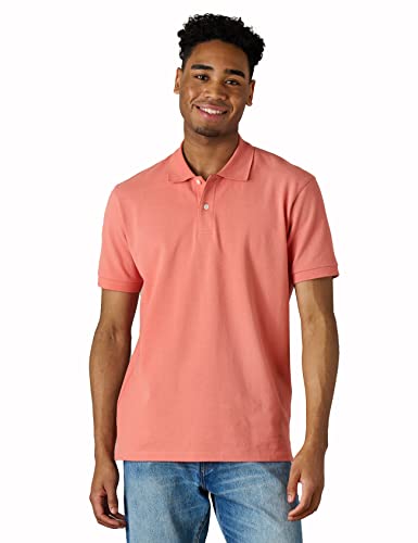 LAPASA Herren Pique Baumwoll Poloshirt Business Casual T-Shirt 1 Pack M19, Orange, L von LAPASA