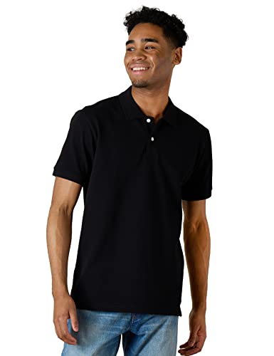 LAPASA Herren Pique Baumwoll Poloshirt Business Casual T-Shirt 1 Pack M19, Schwarz, XXXL von LAPASA