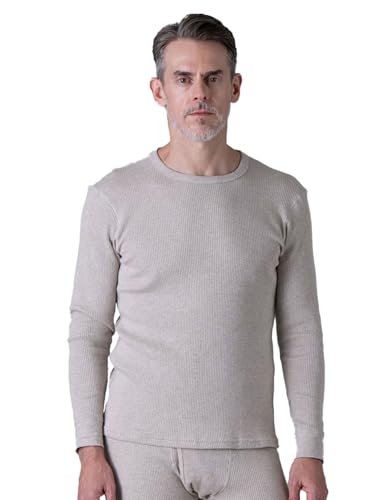 LAPASA Herren Premium Waffelstrick Thermounterwäsche Oberteil warm Unterhemd M58, Beige, XXL von LAPASA