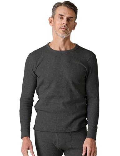 LAPASA Herren Premium Waffelstrick Thermounterwäsche Oberteil warm Unterhemd M58, Dunkelgrau Meliert, L von LAPASA