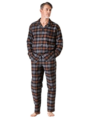 LAPASA Herren Pyjama-Set Relaxed Fit Lounge Top & Hose, Flanell Schlafanzugset M95 von LAPASA