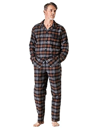 LAPASA Herren Pyjama-Set Relaxed Fit Lounge Top & Hose, Flanell Schlafanzugset M95 von LAPASA