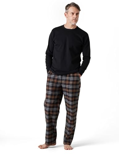 LAPASA Herren Pyjama-Set Relaxed Fit Schlafanzugset, Flanell Hose & Baumwolle Top M79 von LAPASA