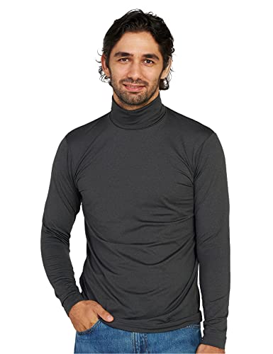 LAPASA Herren Rollkragen Thermounterhemd, Innenfleece Thermounterwäsche langärmliges Thermo-Shirt Funktionsunterwäsche Oberteil (M122), Dunkelgrau meliert (Warm), L von LAPASA