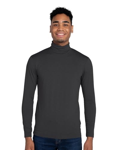 LAPASA Herren Rollkragen Thermounterhemd, Innenfleece Thermounterwäsche langärmliges Thermo-Shirt Funktionsunterwäsche Oberteil (M122), Dunkelgrau meliert (Warm), XL von LAPASA